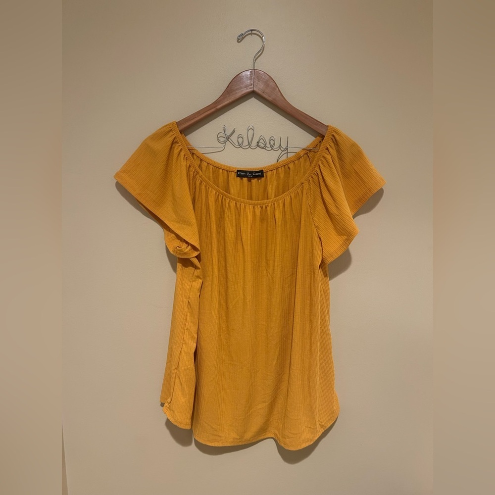 Boho *NWT* Kim & Cami Mustard Yellow Women's Blouse Size Large